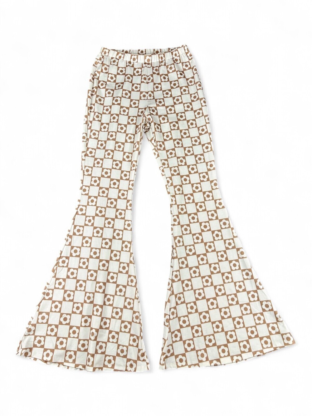 Princess Polly Checkered Floral Flare Pants Size 6
